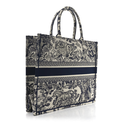 Christian Dior Canvas Embroidered Large Dioriviera Toile De Jouy Book Tote Blue 3 of 10