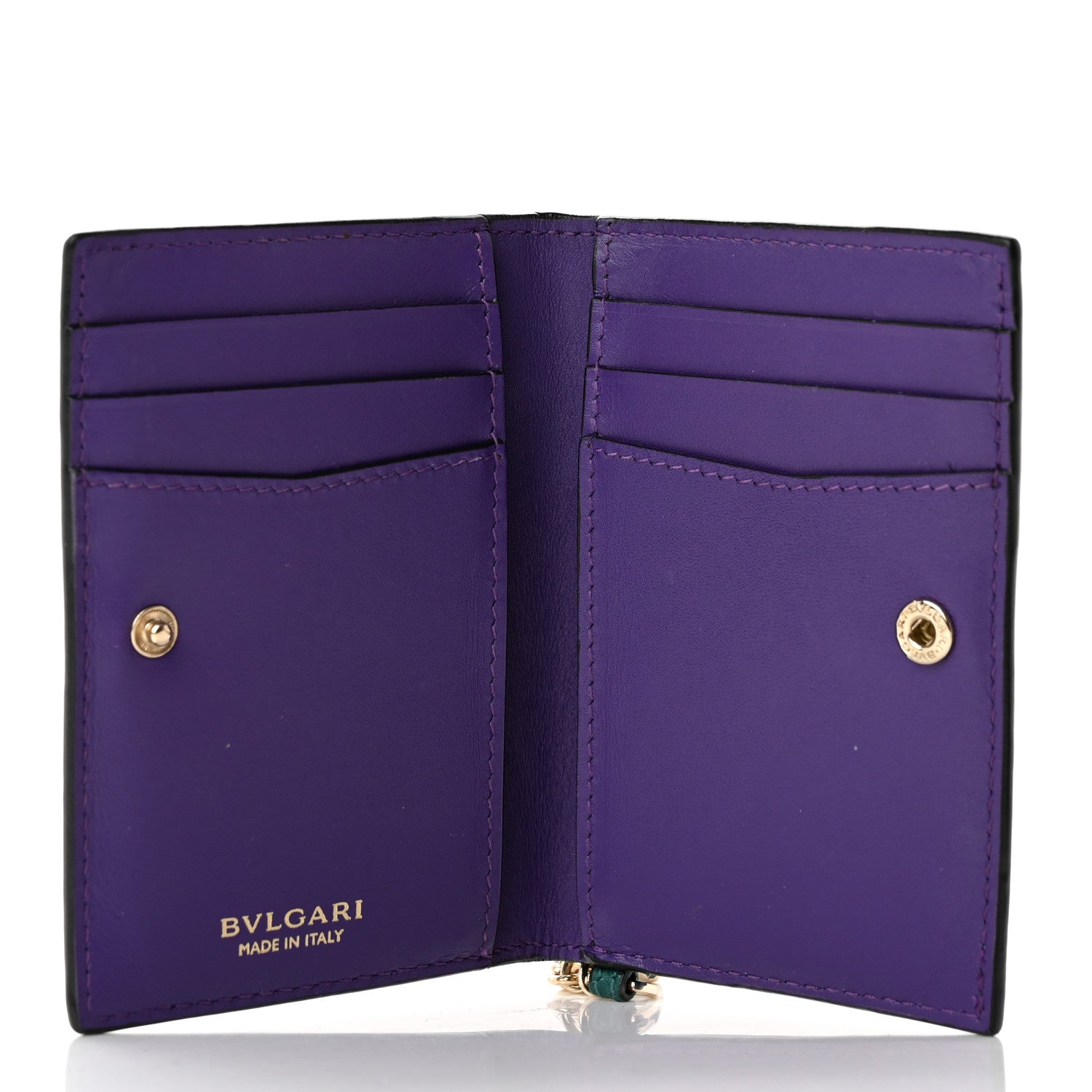 Bulgari Serpenti Calfskin Card Case Emerald Green Amethyst 6 of 12
