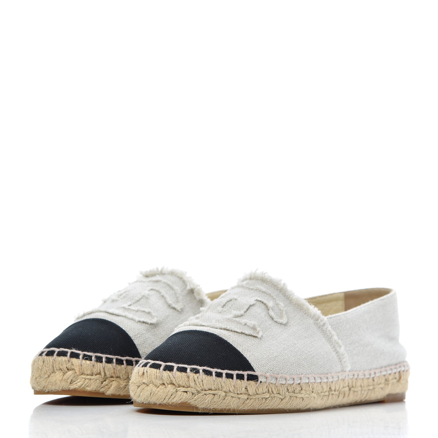 Chanel Linen CC Espadrilles 39 Beige Black 3 of 23