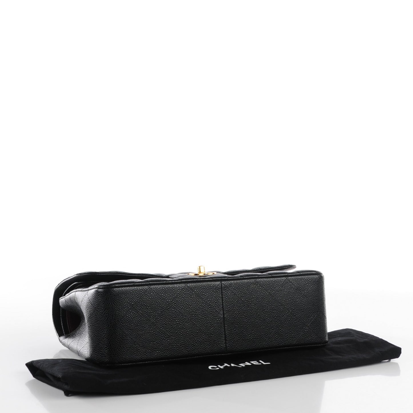 Caviar Quilted Jumbo Double Flap Black
