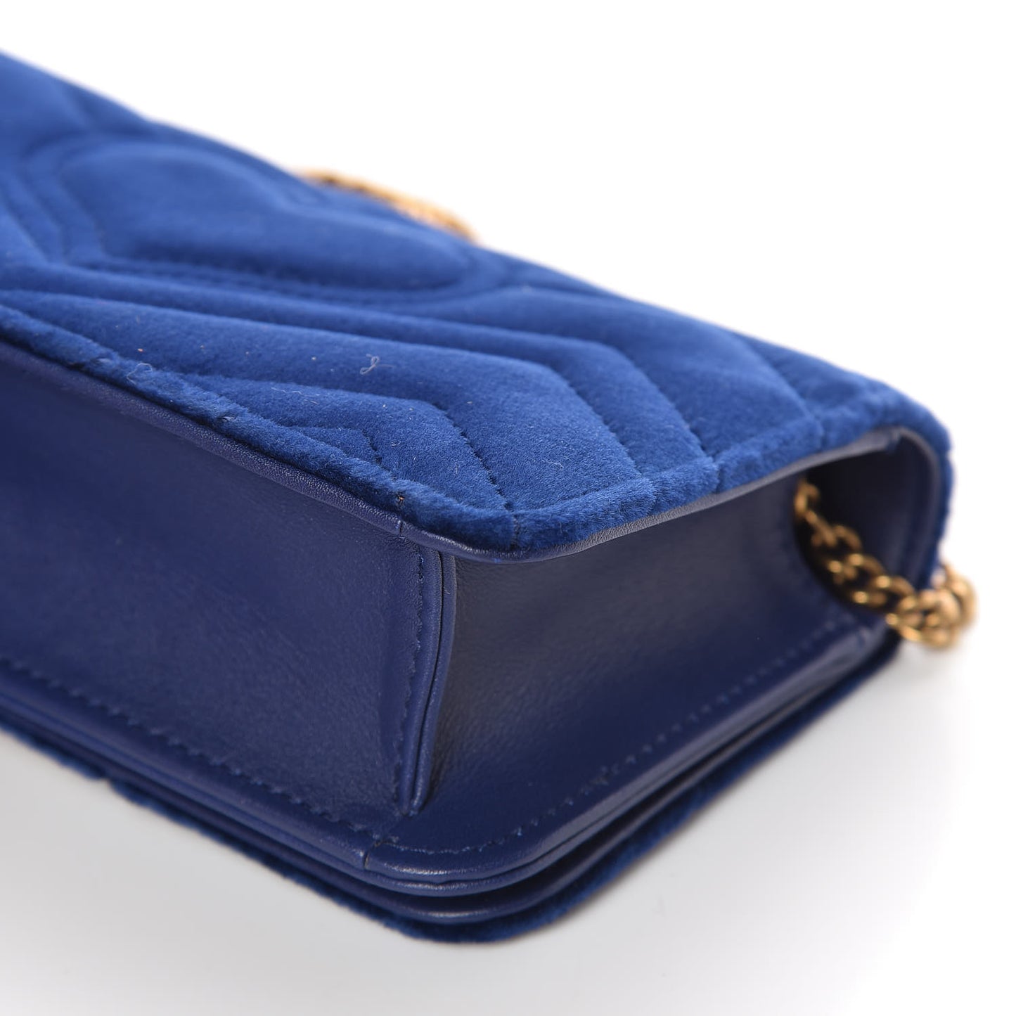 Velvet Matelasse GG Marmont Mini Bag Cobalt Blue