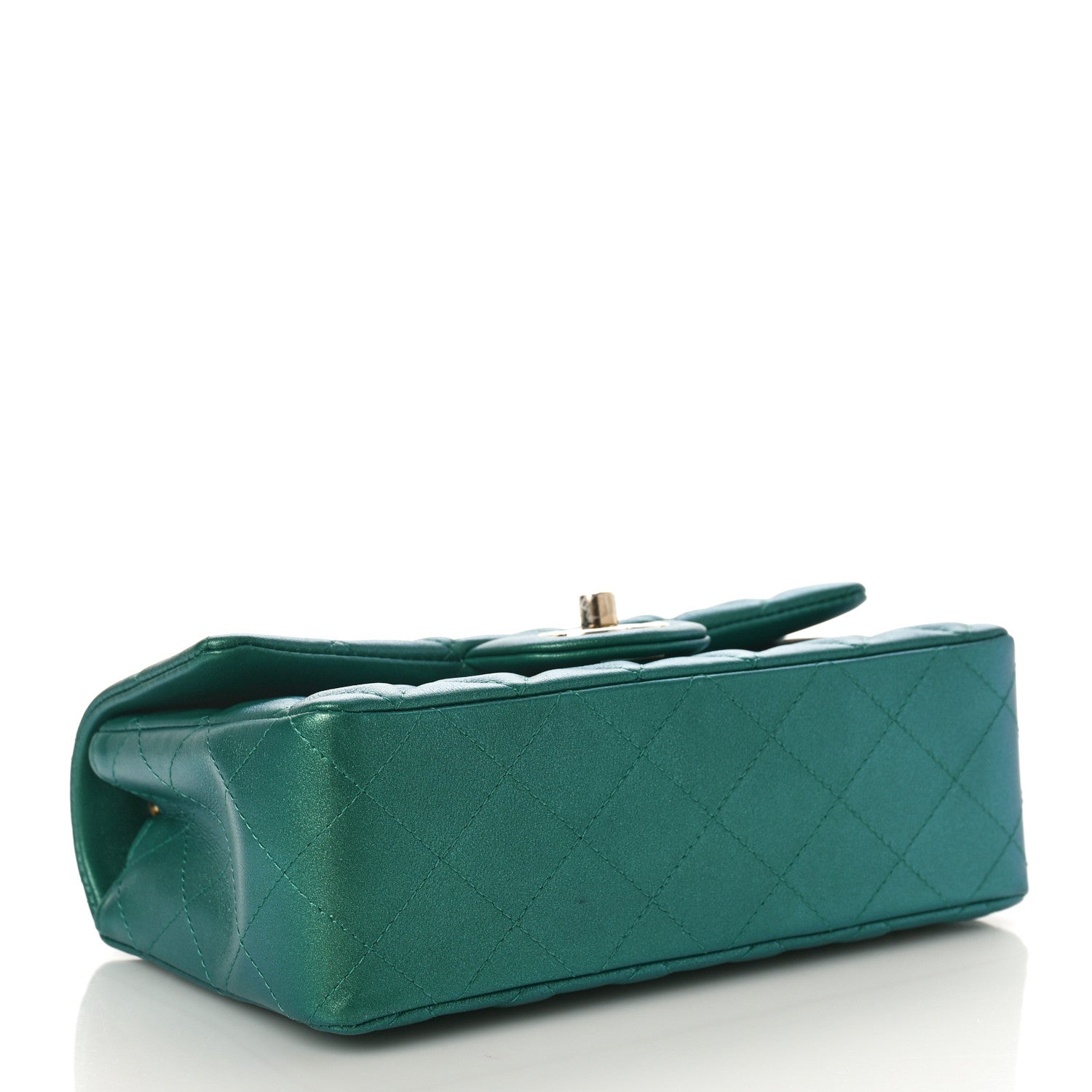 Chanel Iridescent Calfskin Quilted Mini Rectangular Flap Green 4 of 11