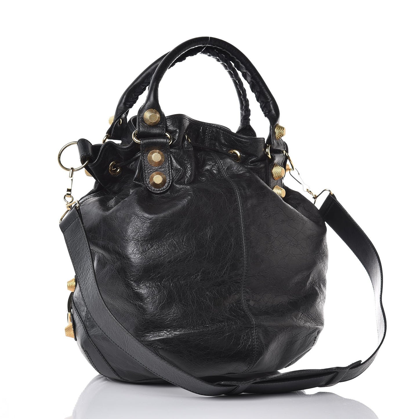 Agneau Giant 21 Gold Hardware Pompon Black