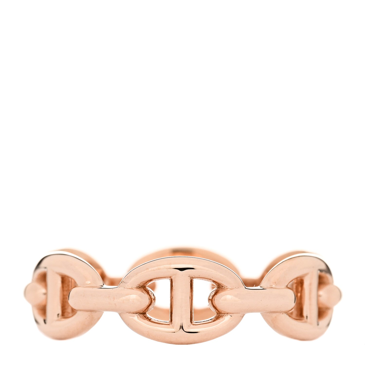 Hermes 18K Rose Gold PM Chaine D'Ancre Enchainee Ring 54 6.75 3 of 9