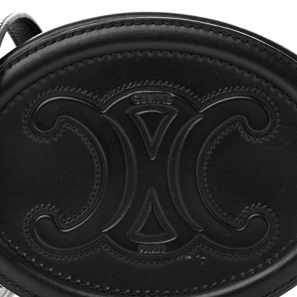 Celine Smooth Calfskin Cuir Triomphe Oval Bag Black 7 of 13