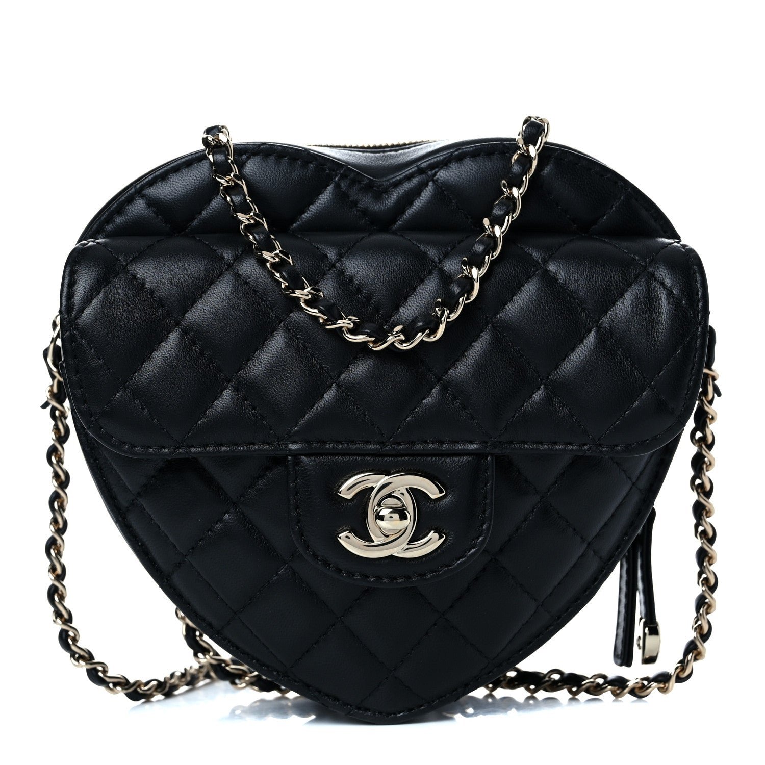 Chanel Lambskin Quilted CC In Love Heart Bag Black 1 of 11