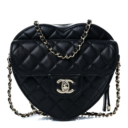 Chanel Lambskin Quilted CC In Love Heart Bag Black 1 of 11