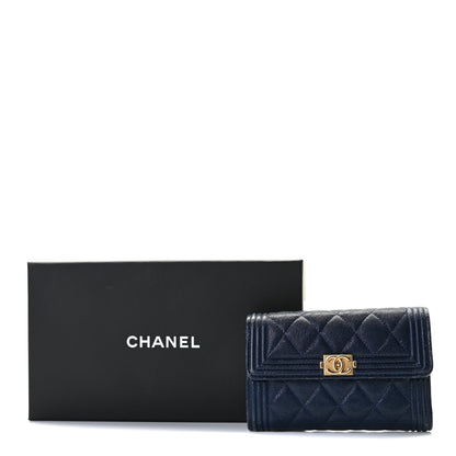Chanel Caviar Quilted Medium Boy Flap Wallet Blue 8 of 8