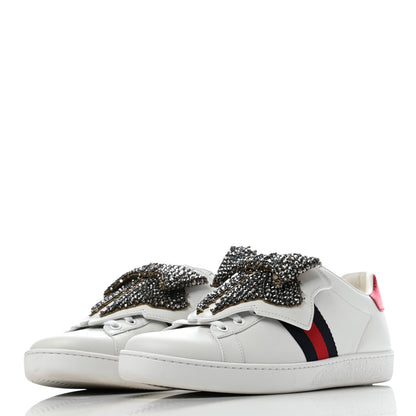 Gucci Calfskin Ayers Web Womens Ace Bow Lace Sneakers 38.5 White 3 of 8