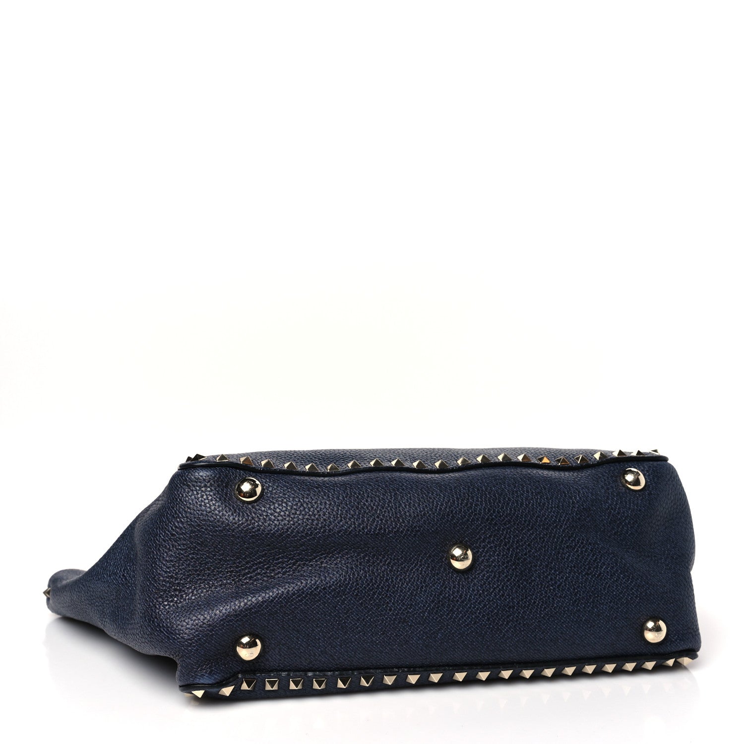 Valentino Garavani Pebbled Calfskin Medium Rockstud Tote Deep Denim 4 of 9