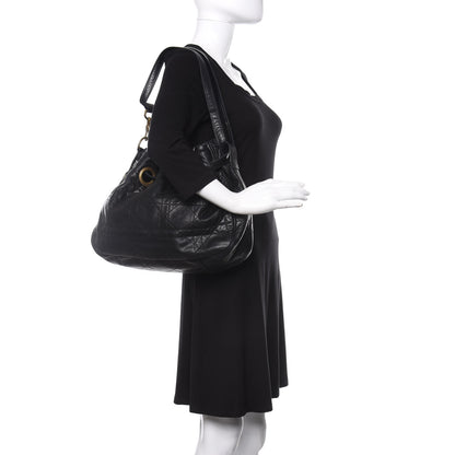 Christian Dior Lambskin Cannage Drawstring Bag Black 2 of 17
