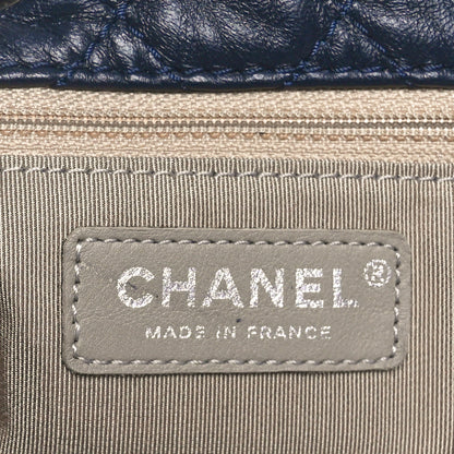 Chanel Goatskin Suede Calfskin Quilted Patchwork Drawstring Bag Blue 5 of 11