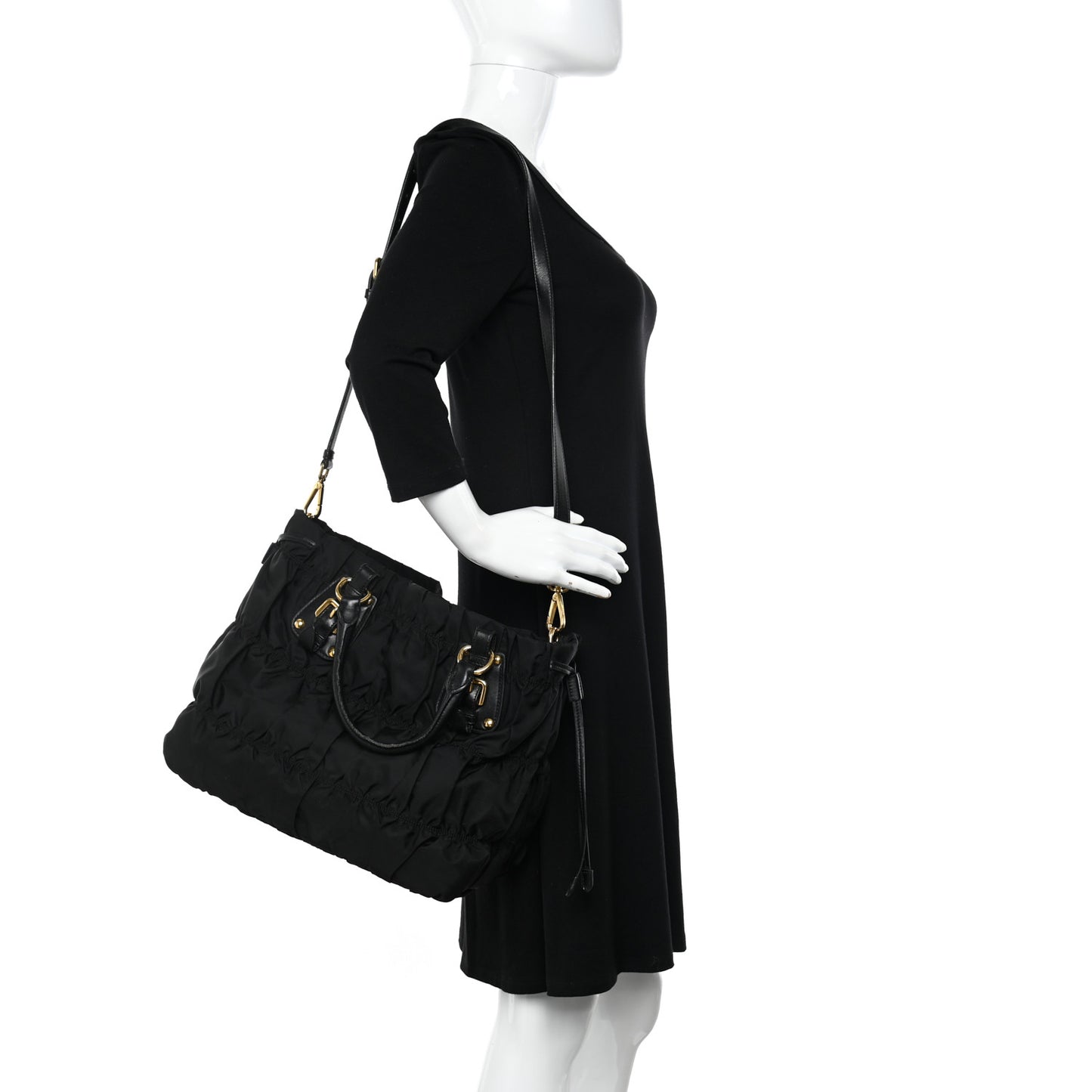 Tessuto Nylon Gaufre Tote Black