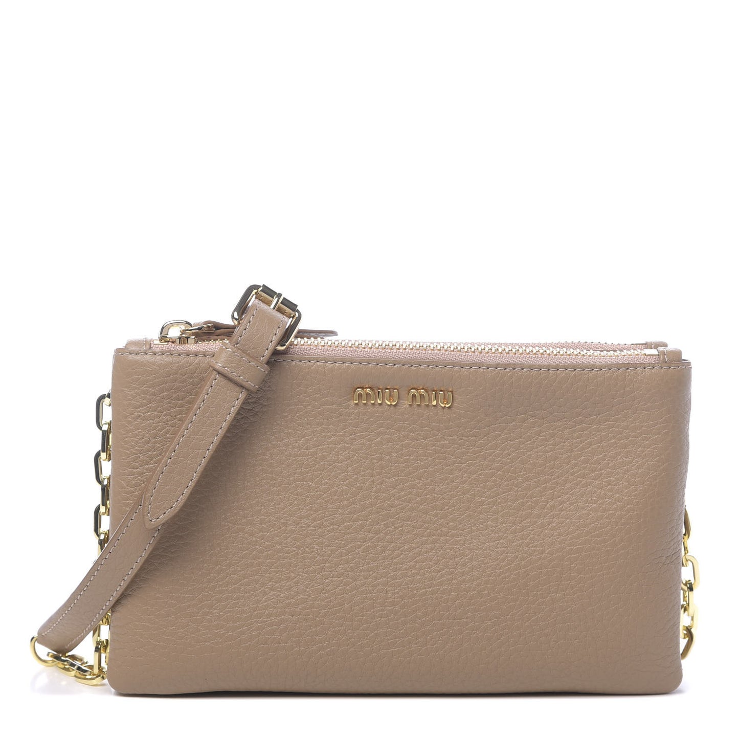 Vitello St.Daino Double Zip Chain Crossbody Cammeo