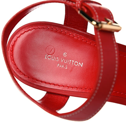 Louis Vuitton Canvas Waterfall Wedge Sandals 39.5 Red 10 of 13