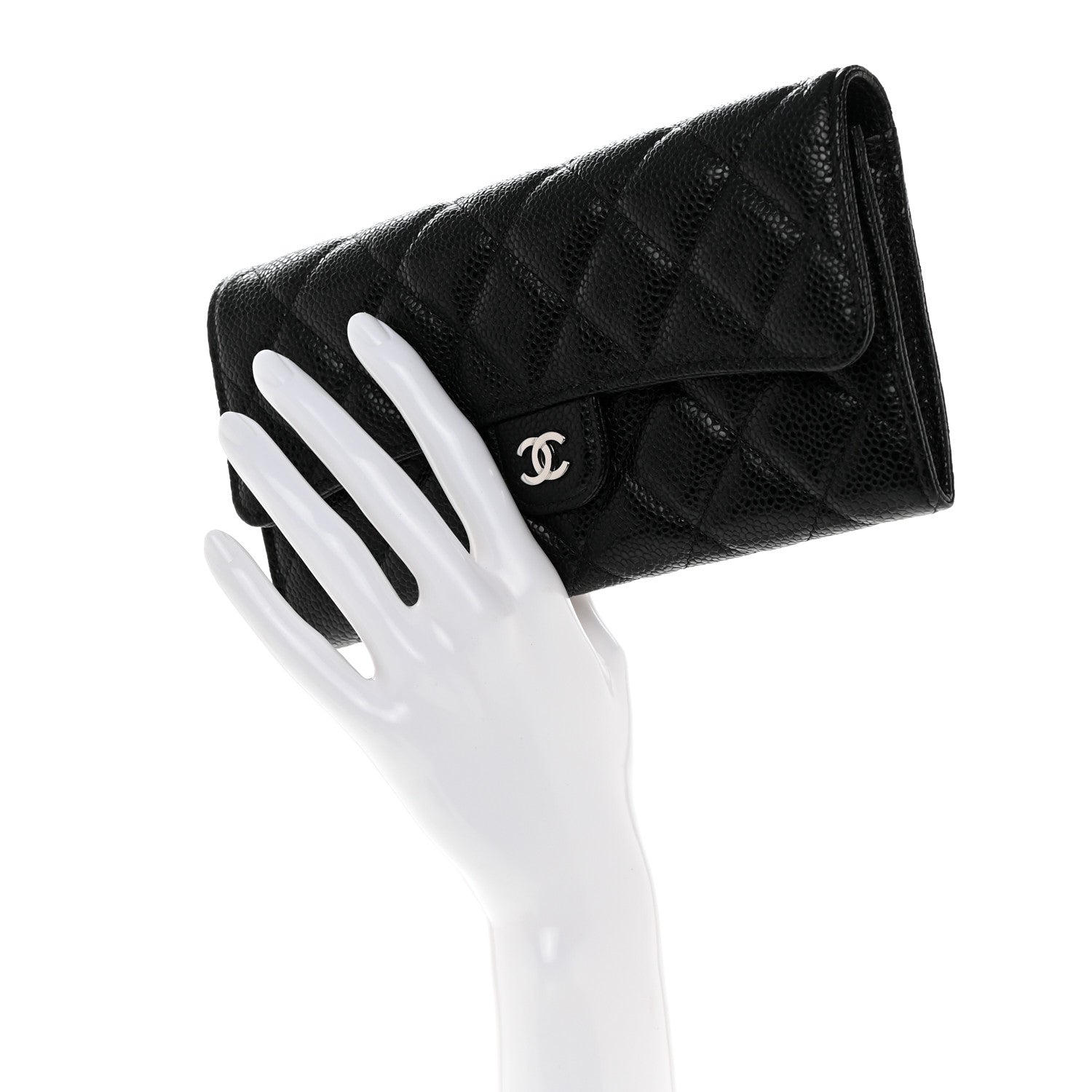 Chanel Caviar Quilted Large Gusset Flap Wallet Black 2 of 8