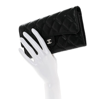 Chanel Caviar Quilted Large Gusset Flap Wallet Black 2 of 8