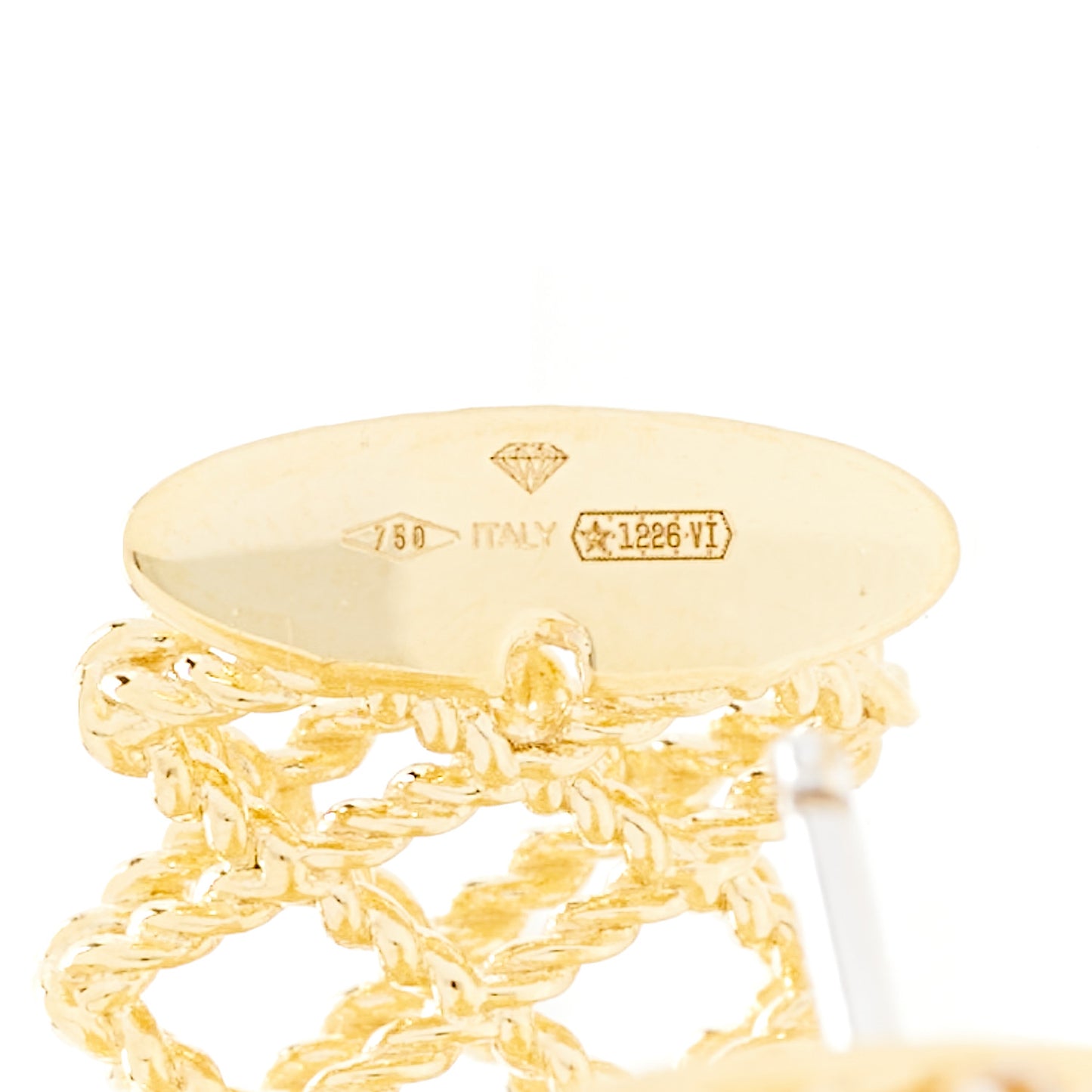 18K Yellow Gold Diamond Barocco Three Row Hoop Earrings