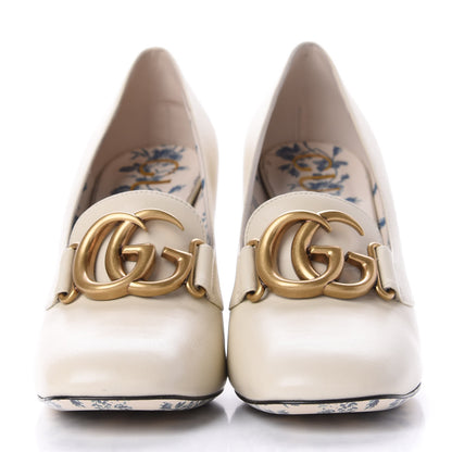 Gucci Malaga Kid GG Victoire 95mm Loafer Pumps 39.5 Vintage White 2 of 12