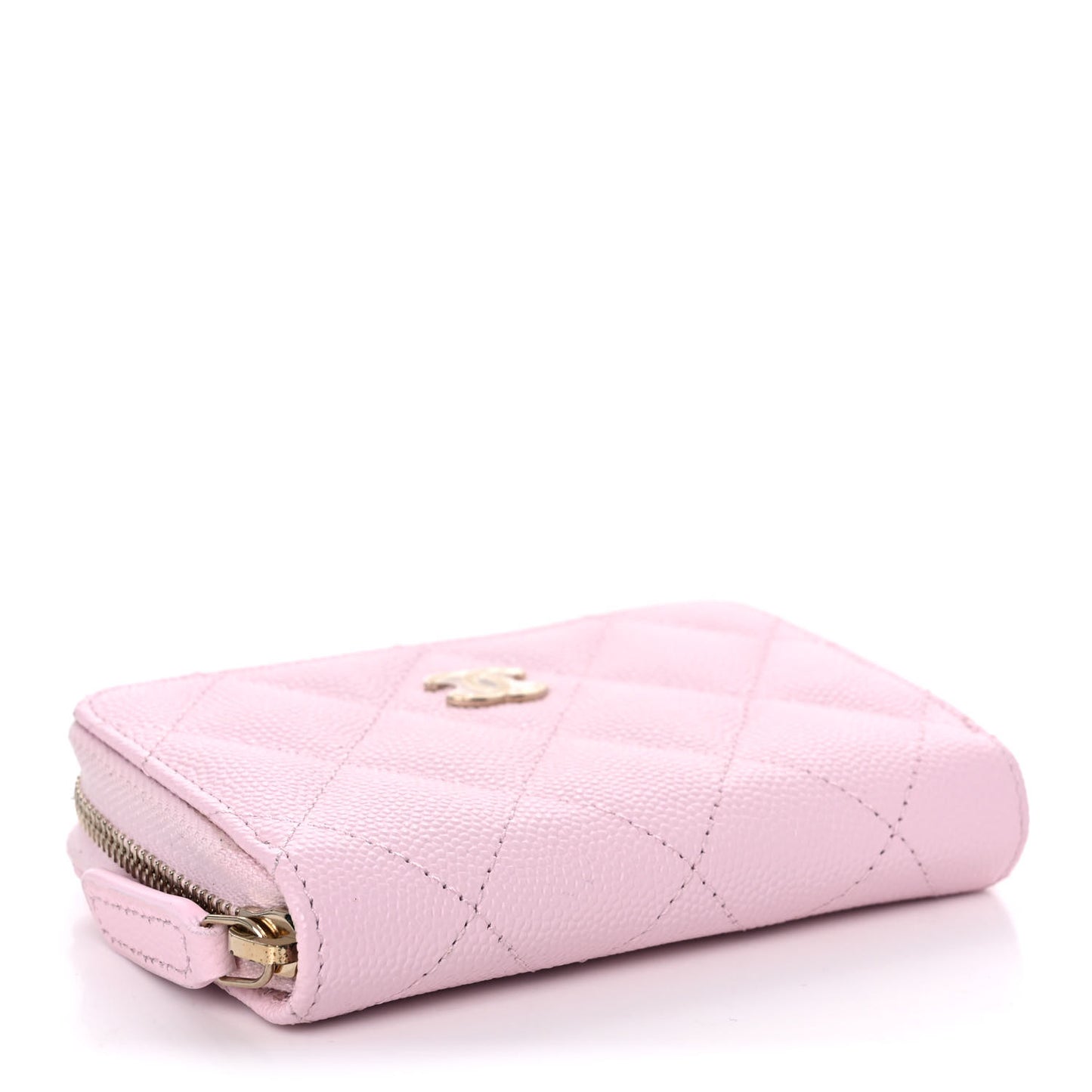 Caviar Quilted Zip Coin Purse Light Pink