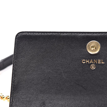 Chanel Lambskin Chevron Quilted Boy Square Wallet on Chain WOC Black 12 of 12