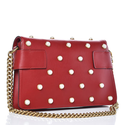 Gucci Nappa Pearl Studded Mini Queen Margaret Broadway Shoulder Bag Hibiscus Red 5 of 11