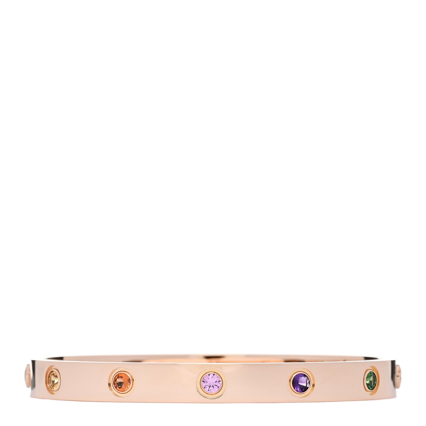 18K Pink Gold Sapphire Garnet Amethyst LOVE Bracelet 16