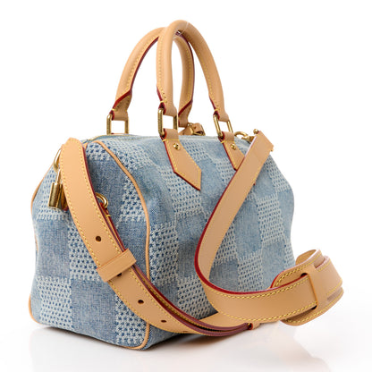 Louis Vuitton Damier Denim 3D Speedy Bandouliere 25 Bleu 3 of 10
