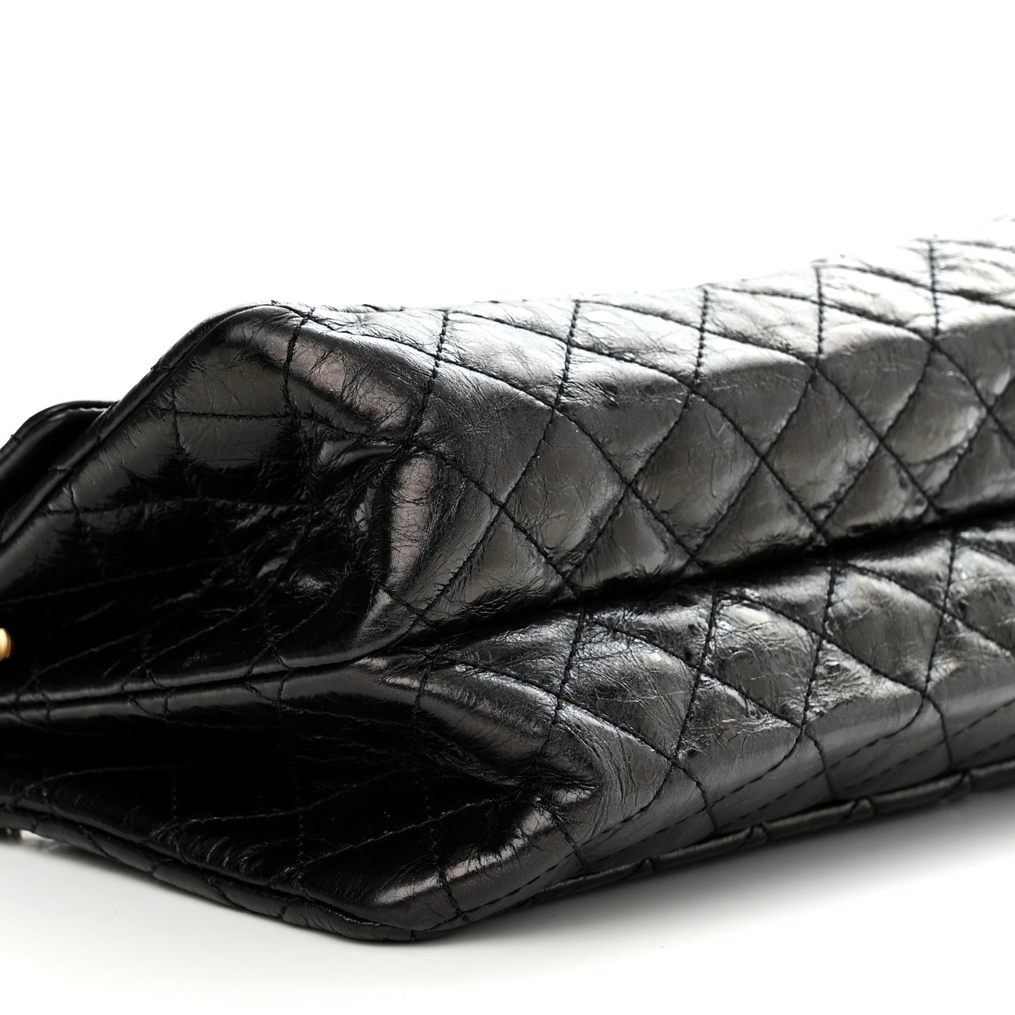 Aged Calfskin Quilted Double Compartment 2.55 Rayures Reissue 225 Flap Black