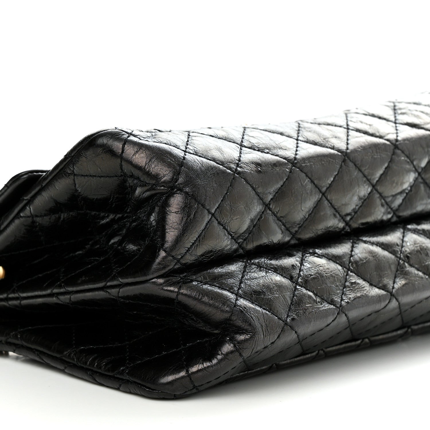 Chanel Aged Calfskin Quilted Double Compartment 2.55 Rayures Reissue 225 Flap Black 9 of 10