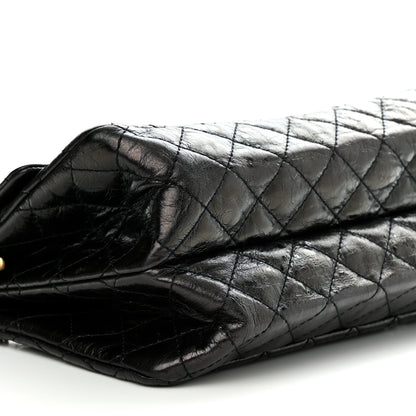 Chanel Aged Calfskin Quilted Double Compartment 2.55 Rayures Reissue 225 Flap Black 9 of 10