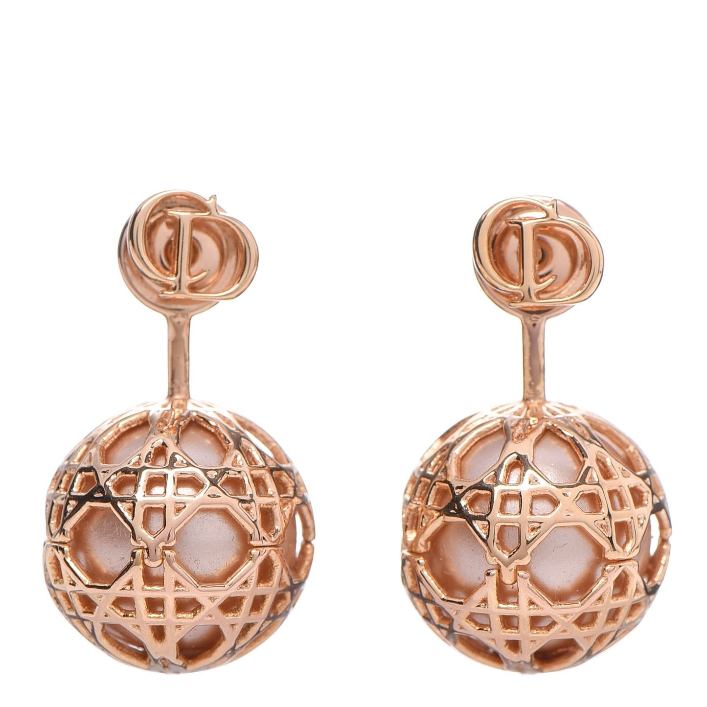 Pearl Secret Cannage Mise En Dior Tribales Earrings Rose Gold