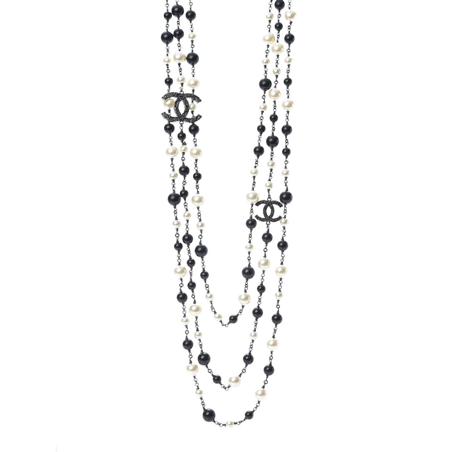 Chanel Ruthenium Camellia Pearl CC Necklace Black 1 of 4