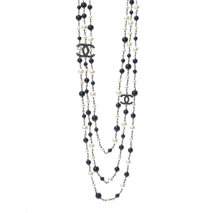 Chanel Ruthenium Camellia Pearl CC Necklace Black 1 of 4