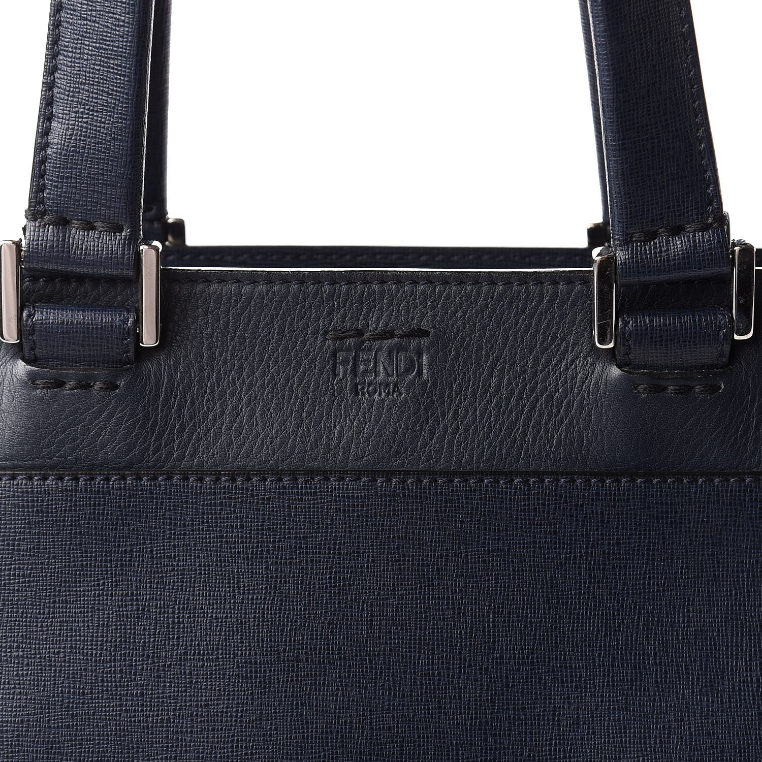 Fendi Vitello Elite Flamingo Shopping Tote Bag Blue Notte 11 of 11