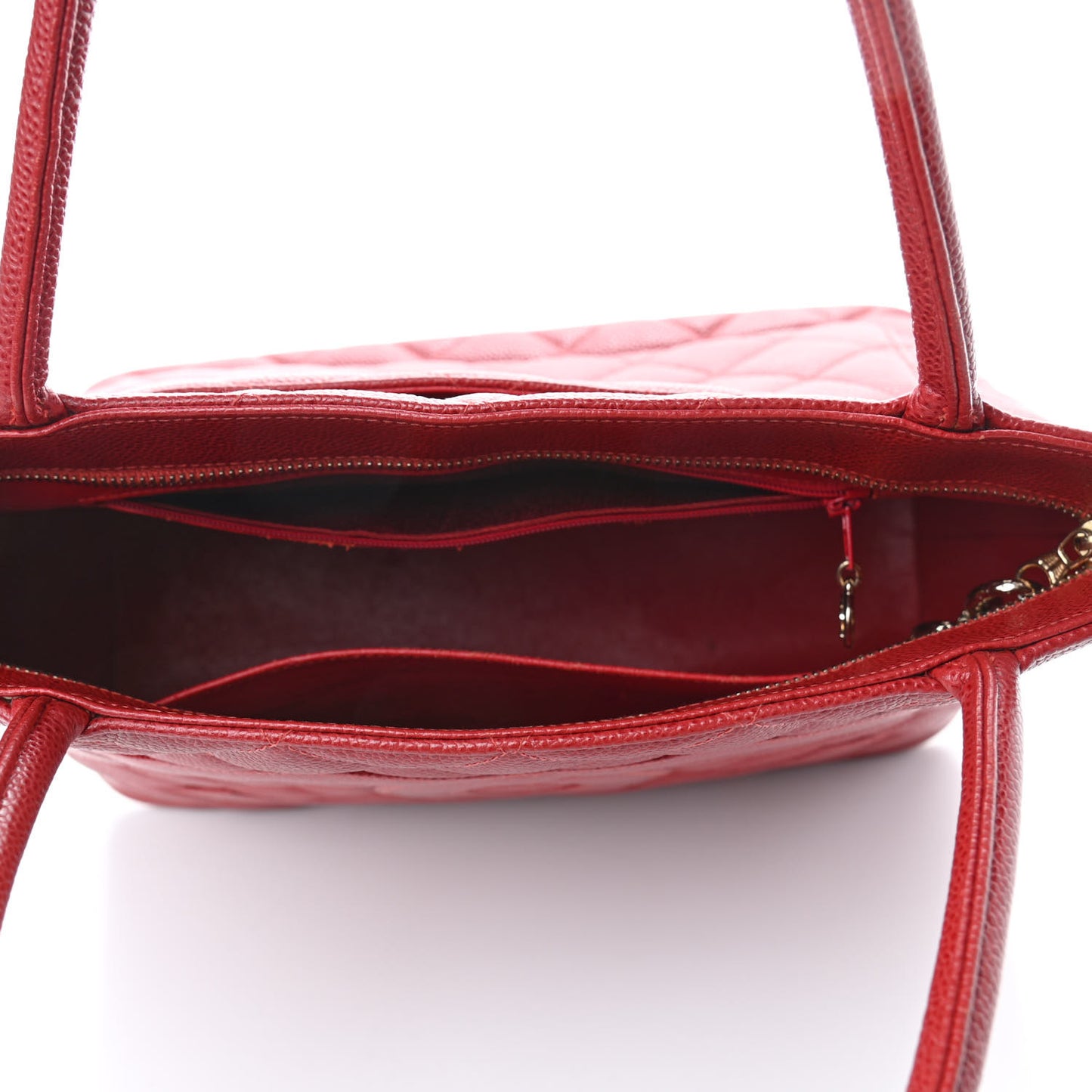 Caviar Quilted Medallion Tote Red
