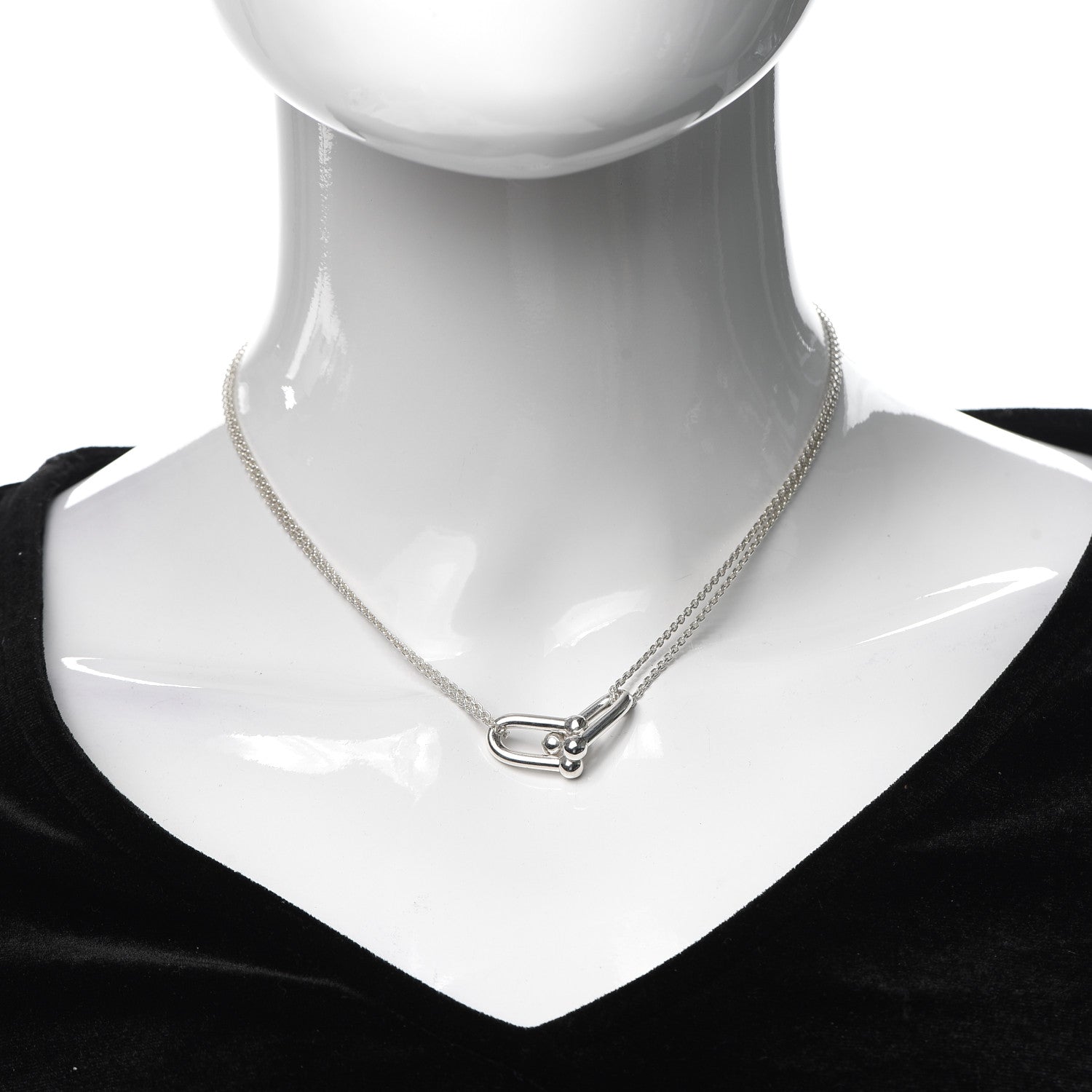 Tiffany Sterling Silver Double HardWear Link Pendant Necklace 2 of 5