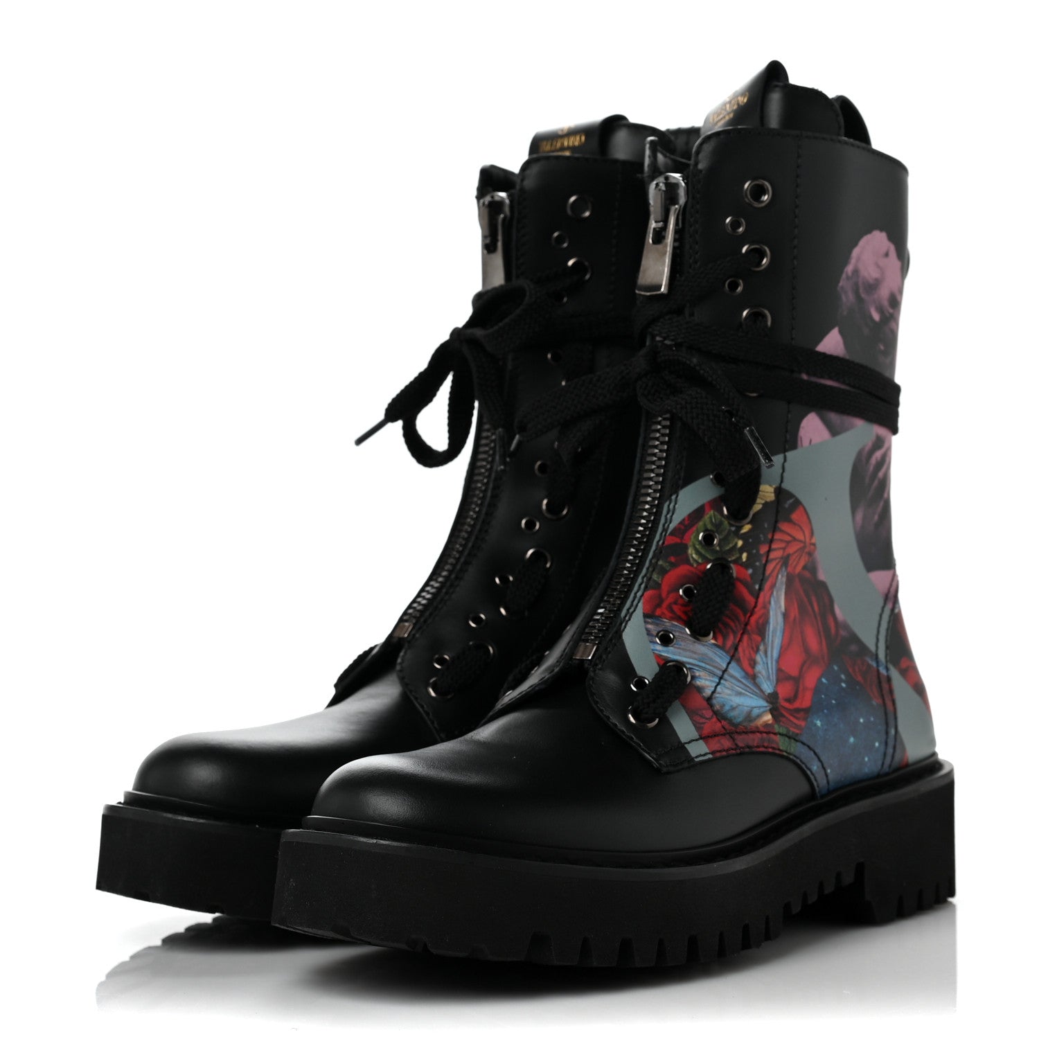 Valentino Garavani X UNDERCOVER Calfskin U Print Combat Boots 36.5 Black 3 of 8