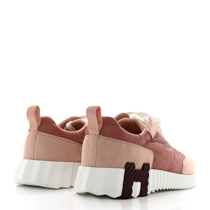 Hermes Parachute Fabric Suede Goatskin Bouncing Sneakers 38.5 Rose Rose Opaline 4 of 8