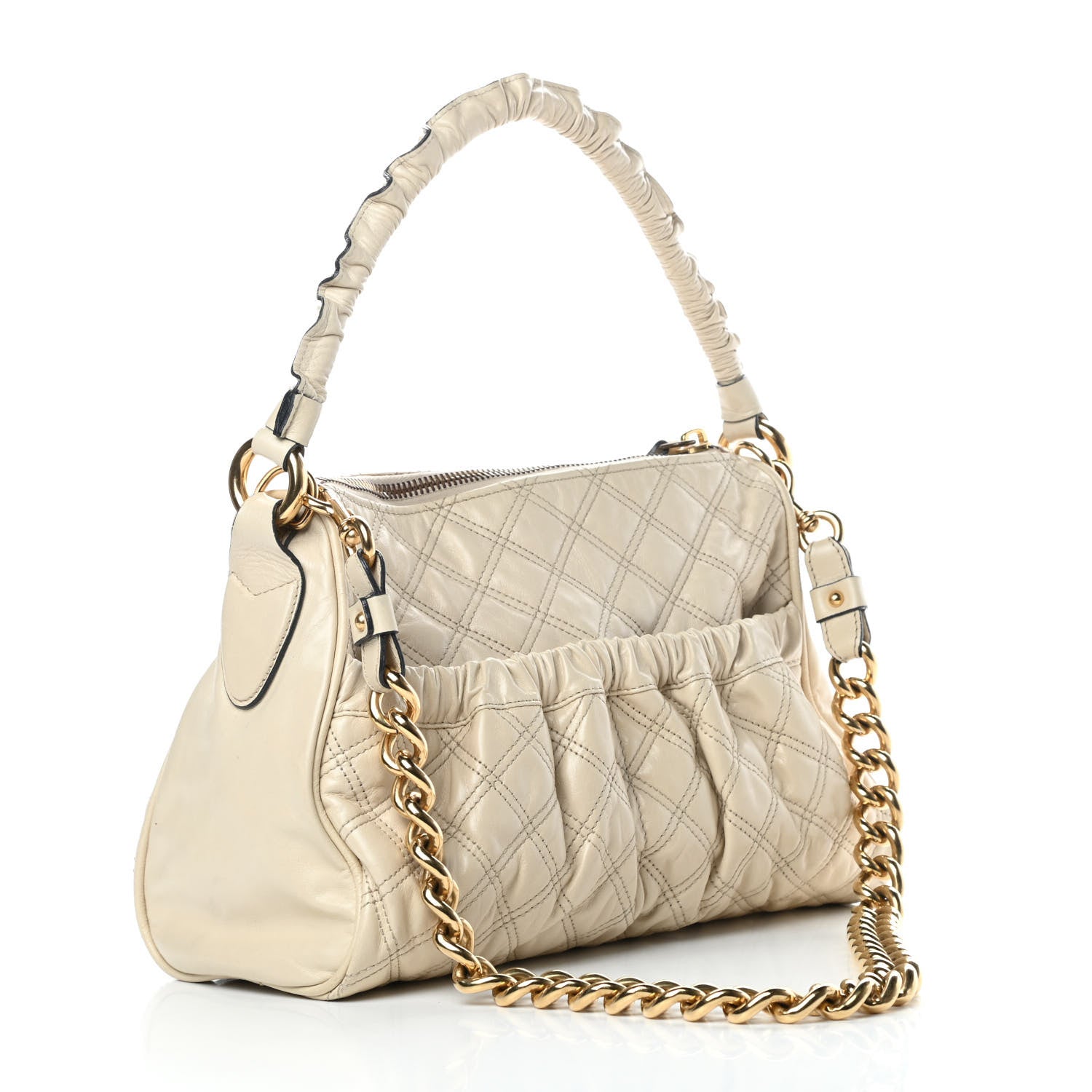 Marc Jacobs Calfskin Quilted Julianne Shoulder Bag Milk 4 of 14