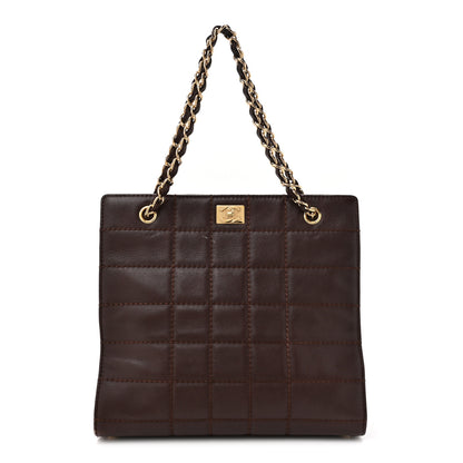 Chanel Calfskin Stitched Chocolate Bar Shopping Tote Dark Brown 1 of 19