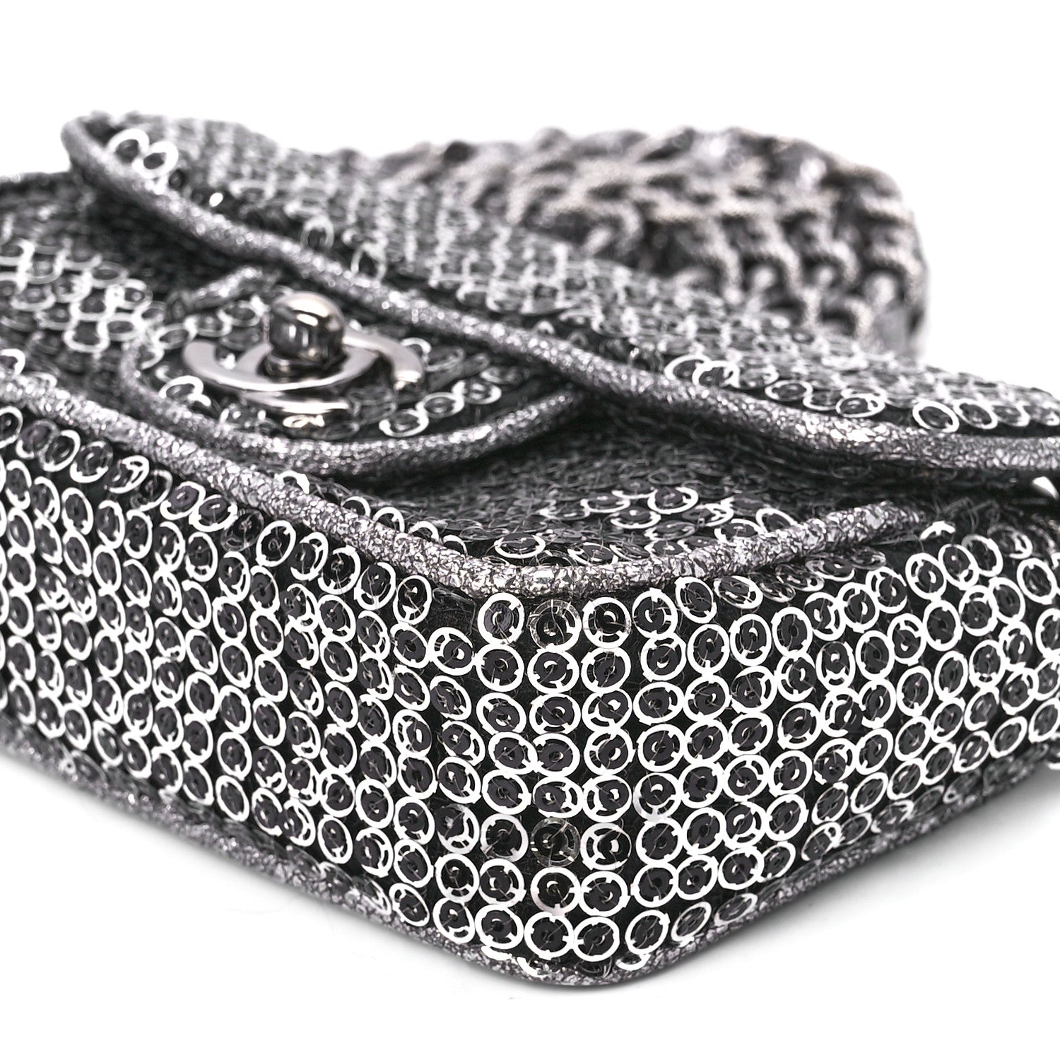 Chanel Sequin Micro Flap Dark Silver 12 of 13