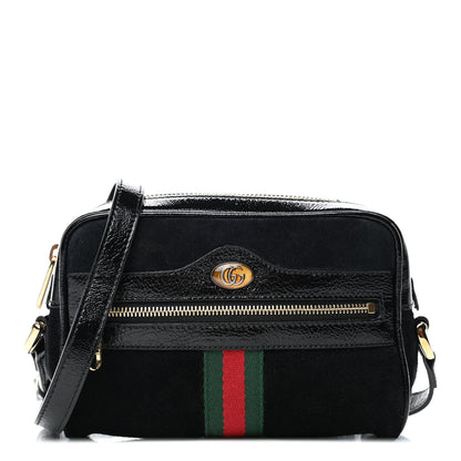 Gucci Suede Patent Web Mini Ophidia Shoulder Bag Black 1 of 5