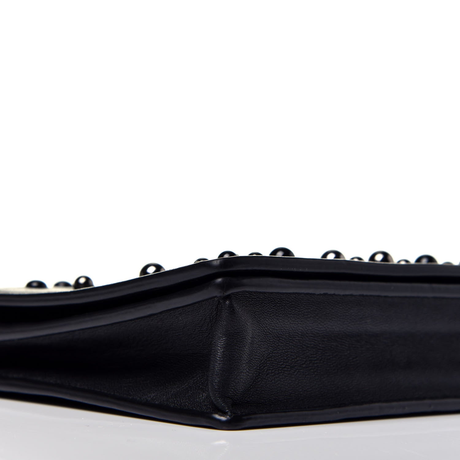 Bottega Veneta Nappa Pearl Embellished Chain Wallet Black 7 of 8