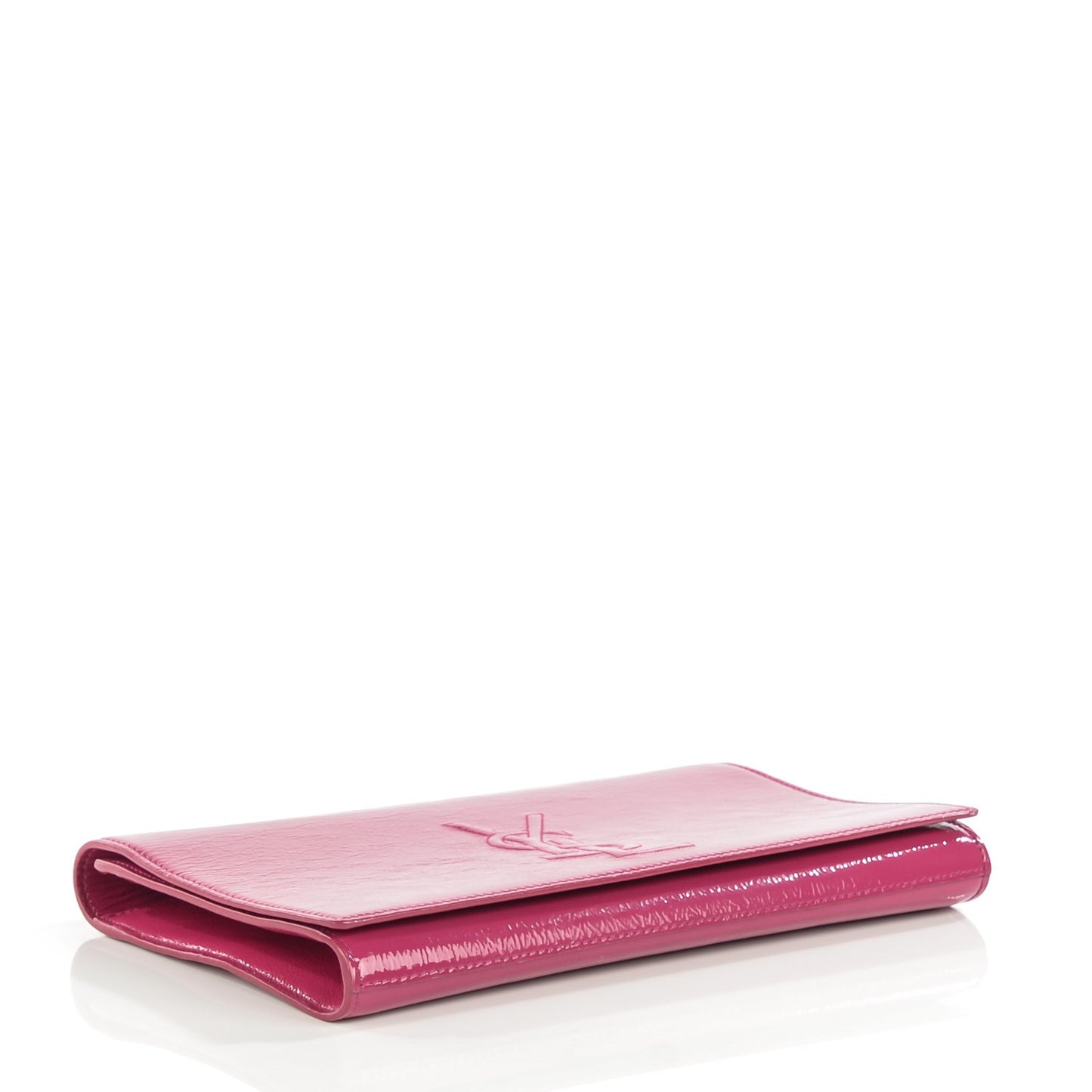 Textured Patent Large Belle De Jour Clutch Fuchsia