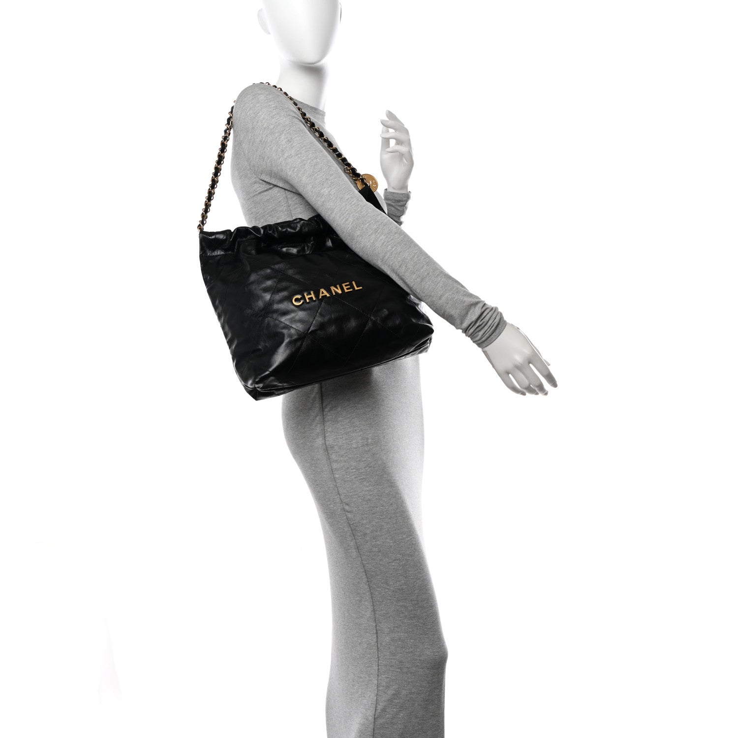 Chanel Shiny Calfskin Quilted Small Chanel 22 Black 2 of 11