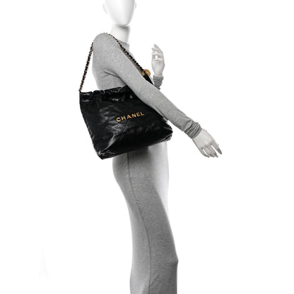 Chanel Shiny Calfskin Quilted Small Chanel 22 Black 2 of 11