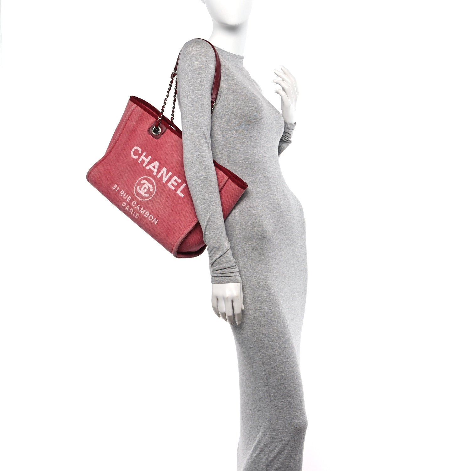 Chanel Canvas Small Deauville Tote Red 2 of 11