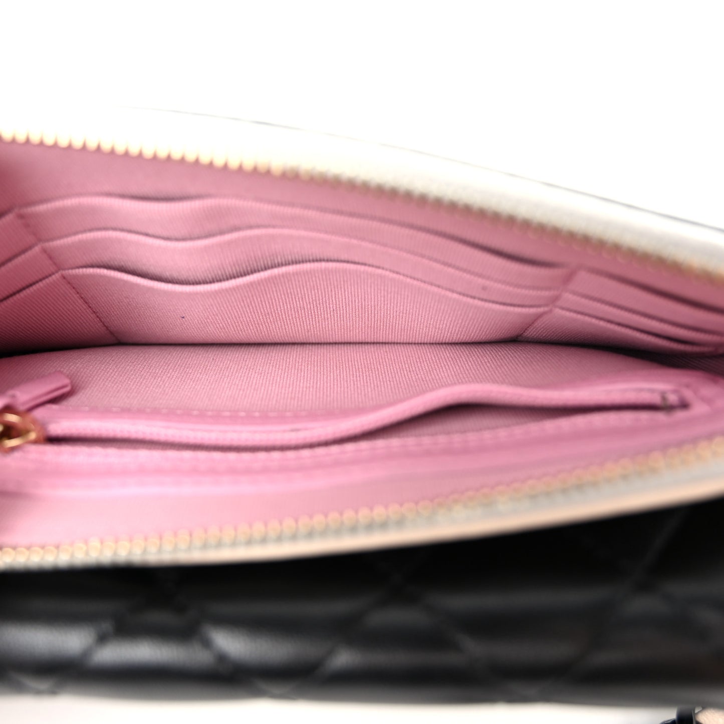 Lambskin Quilted Flap Phone Holder With Chain  Black Beige Multicolor