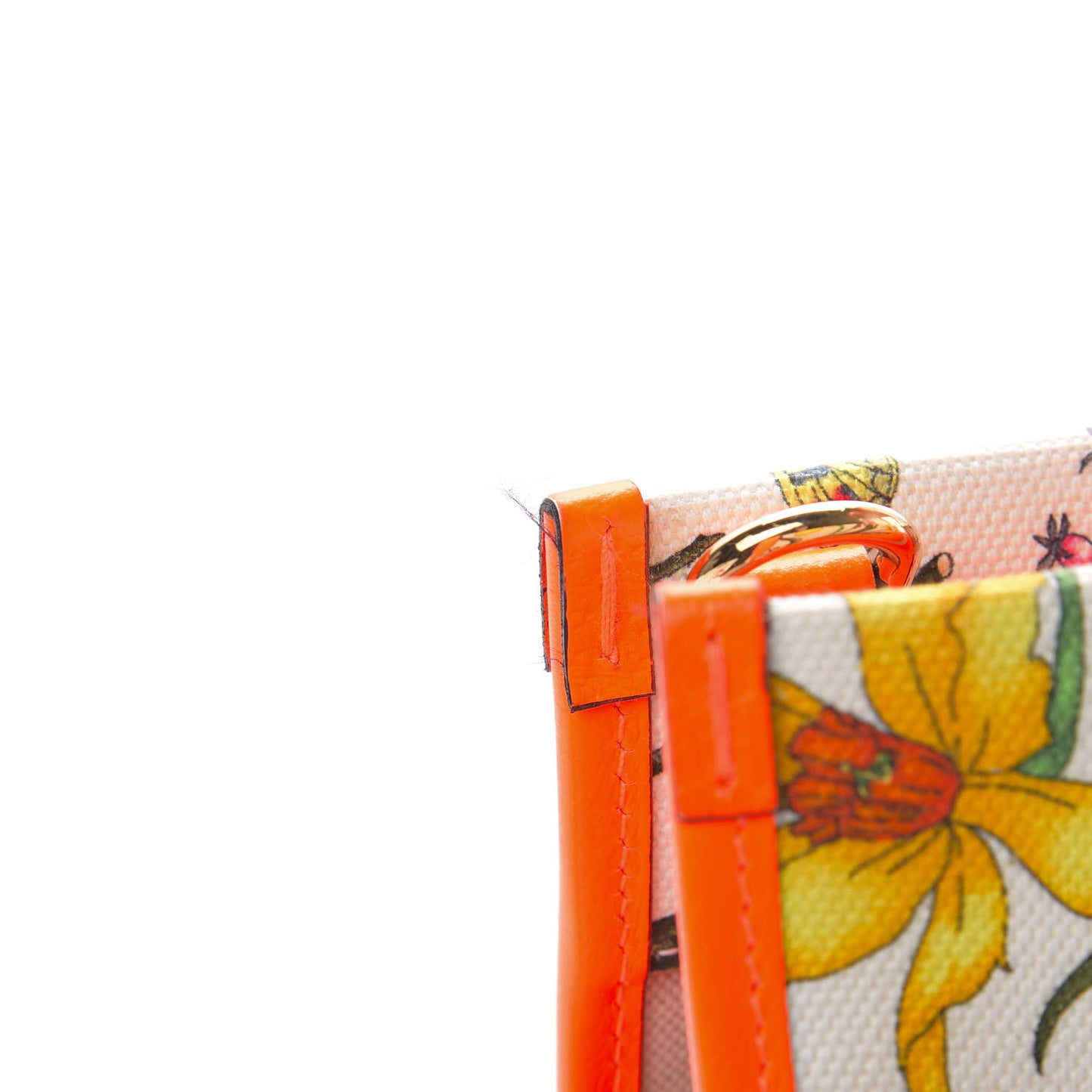Canvas Medium Flora Tote White Multicolor Orange Fluo